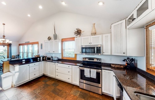 Avon House | Sound-view home with private pool, hot tub, fireplace, pool table & central AC