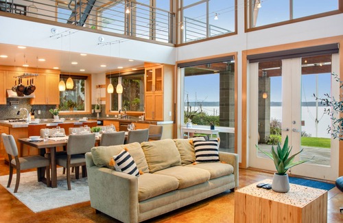 Camano Island House | Soundfront home with water views, patio/deck, firepit, grill, fireplace, & WiFi