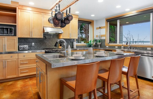 Camano Island House | Soundfront home with water views, patio/deck, firepit, grill, fireplace, & WiFi
