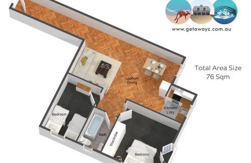 Kings Cross Apartment | St James, Art Deco Dream - 2 Bedrooms W Aircon