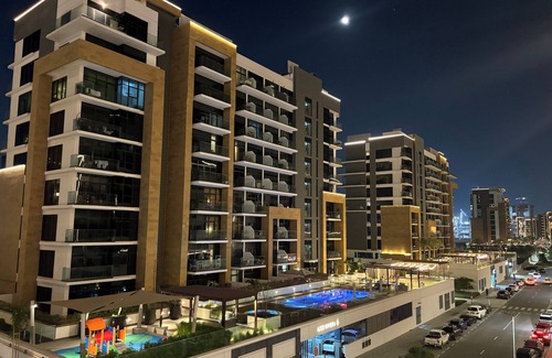 Dubai Apartment | Stylish studio with large balcony & private parking in Azizi Riviera