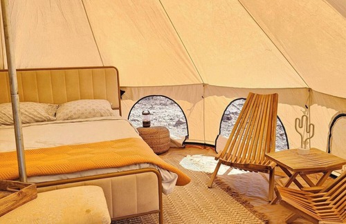 Alpine RV Rental | Terlingua Glamping with stunning desert views & queen bed