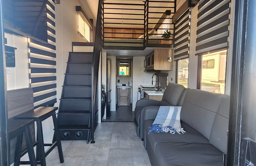 Colonial Beach House | Tiny House meets Camper w/a water view & beach access in Monroe Bay Campground!
