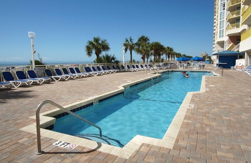 Atlantic Beach Condo | Tropical oceanfront resort with shops, restaurants, pools, lazy river--paradise!