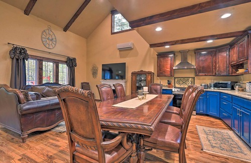 Broken Bow Cottage | Tudor-Style Broken Bow Cottage w/Hot Tub & Decks!