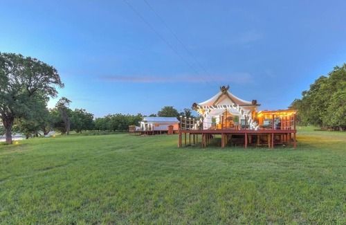 Marble Falls Cabin | Two Lakefront Yurts Hot Tubs, Kayaks, Dog Friendly