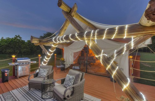 Marble Falls Cabin | Two Lakefront Yurts Hot Tubs, Kayaks, Dog Friendly