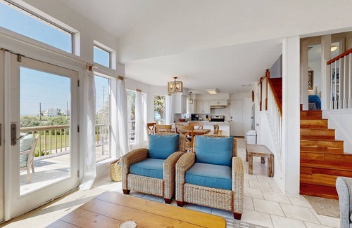 Pointe San Luis House | Two-story Gulf view retreat with furnished deck, washer/dryer, central AC