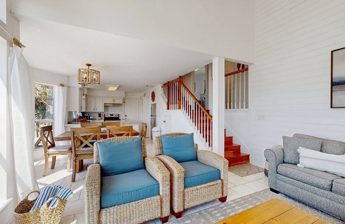 Pointe San Luis House | Two-story Gulf view retreat with furnished deck, washer/dryer, central AC