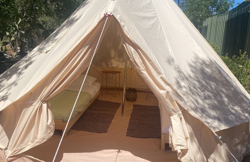 Alfeicao Cabin | Typical Algarve cottage with tepee in garden Shaded by carob trees