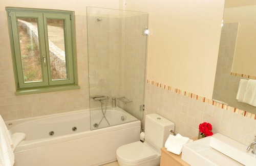 Evgiros Villa | Urania, private, stone villa Eos, with pool, Jacuzzi, stunning sea views