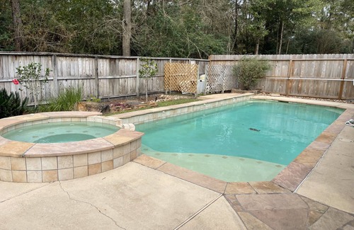 Alden Bridge House | Veranda - heated pool/spa in The Woodlands. Available August 21st!