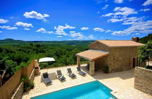 Sveti Bartol Villa | Villa Alba with breathtaking view from swiming pool, HEATED POOL, near Motovun