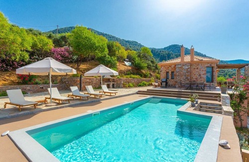 Xanthi Region Villa | Villa Diona: Large Private Pool, Walk to Beach, Sea Views, A/C, WiFi
