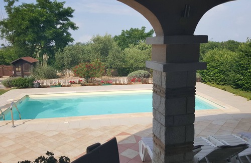 Zbandaj Villa | Villa house with sea view and pool surrounded by lush gardens above Poreč