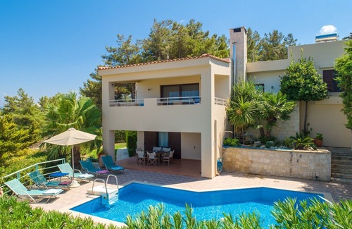 Roussospiti Villa | Villa Ilia: Large Private Pool, Sea Views, A/C, WiFi