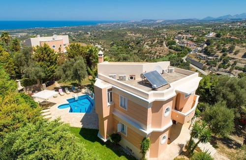 Agia Triada Villa | Villa Pelagos: Large Private Pool, Sea Views, A/C, WiFi, Eco-Friendly