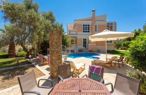 Agia Triada Villa | Villa Pelagos: Large Private Pool, Sea Views, A/C, WiFi, Eco-Friendly