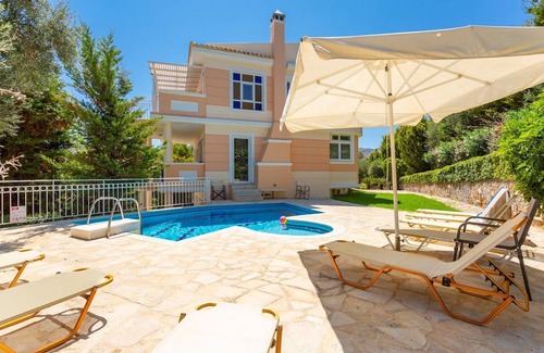 Agia Triada Villa | Villa Pelagos: Large Private Pool, Sea Views, A/C, WiFi, Eco-Friendly