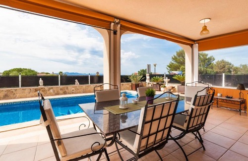 Urbanizacion Mont Ferrutx Ski Chalet | Villa with pool and sea views.
