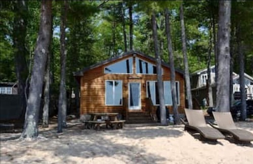 Thompson's Point House | Waterfront cabin with private Sebago Lake Beach