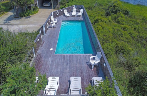 Buxton House | Waterfront house with private hot tub, pool, ocean view, & AC - walk to dining
