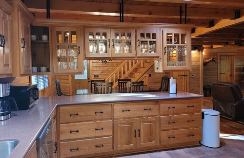 Rogers Cabin | Whitetail Cabin - fireplace, theater room, Wifi!, Family-Sized Log Cabin at Beaver Lake w Forest Vie