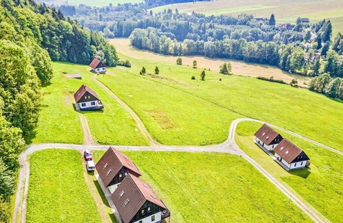 Velke Petrovice House | Wonderful private villa for 6 guests with pool, WIFI, TV, patio, pets allowed and panoramic view