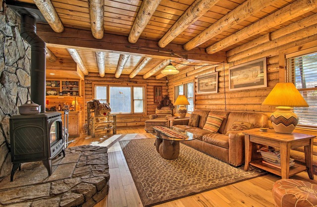 5 Mi to Hiking: Custom Cabin w/Deck in Arnold!