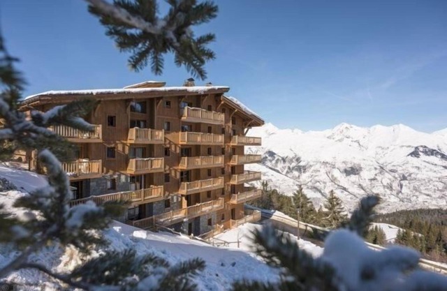 50m from ski slopes, 2nd floor, view mountain, swimming pool, balcony, parking, tv, ski locker, 55m²