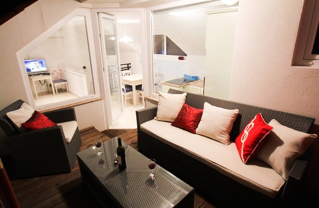 A two bedroom apartment in a beautiful stone house very close to the beach