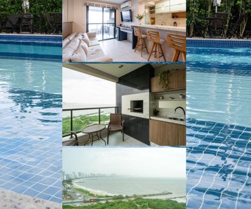 Apto Vista Mar 3 Quartos Ares Condicionados Cozinha Completa Piscina Academia Playground infantil Salão de Jogos a 50m PRAIA Reserve agora mesmo!