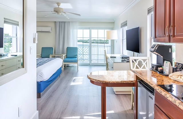Bay View Studio w/Balcony Views! | Free Parking | Onsite Pool | Private Beach
