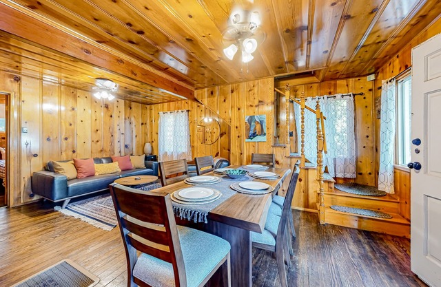 Bohemian, peaceful dog-friendly cabin with mountain views, large yard, and games
