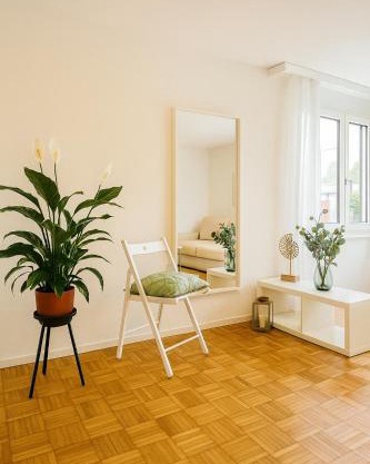 Bright furnished Studio with workspace and garden area near Zurich