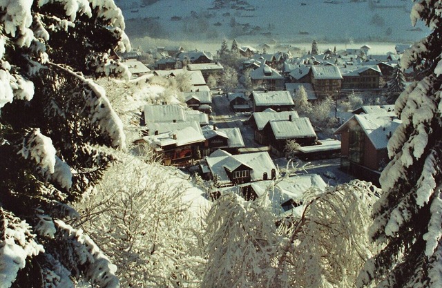 Chalet on a sunny hillside with beautiful view on the village and the mountains
