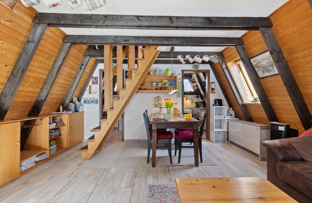 Charming pointed roof house by a bathing lake in the Franconian Forest