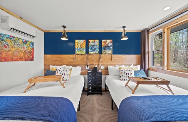 Cheerful Woodland Haven | Bright Double Room with Artistic Flair & Natural Wood Accents