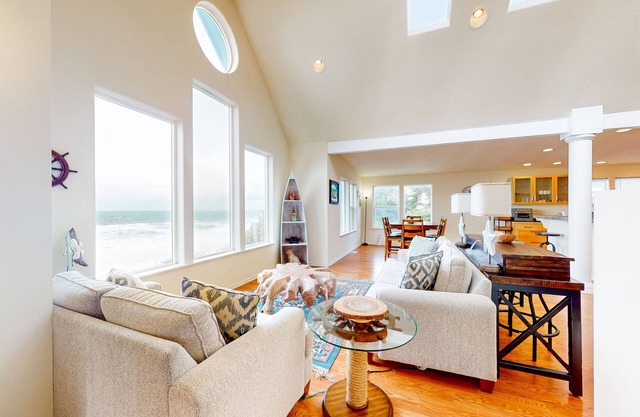 Dog-friendly home with beautiful ocean view, game room & easy beach access