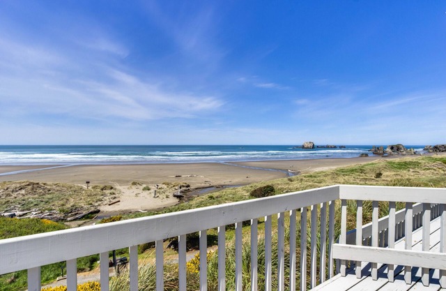 Dog-friendly, oceanfront home w/ beach access, cozy fireplace, and large deck