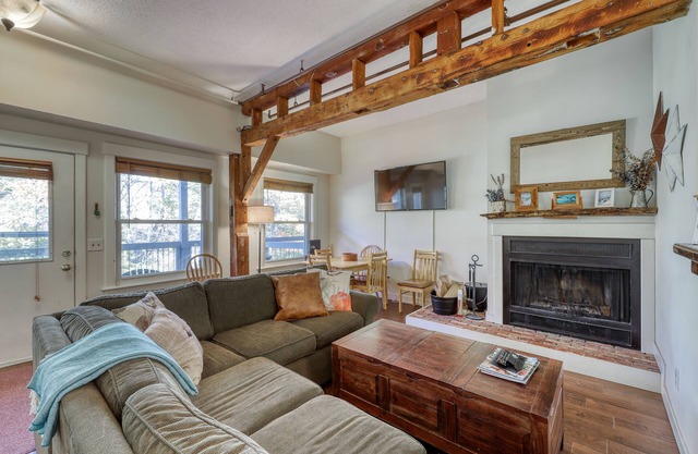 Dog-friendly & riverfront condo one mile from Okemo with wood fireplace