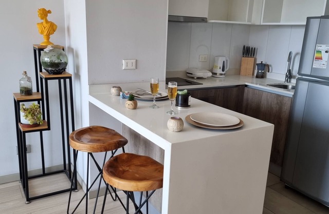 Fully-equipped 1BR/1BA Family Apartment near Downtown Santiago Wifi - Gym