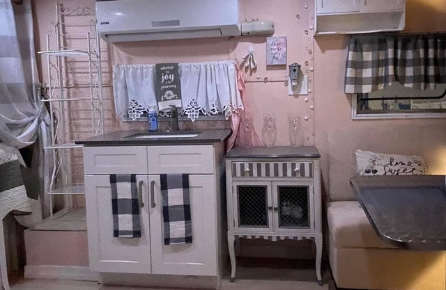 “Glamping” at its finest. Meet Genevieve, a restored 1959 Fan travel trailer.