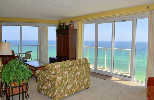 Gorgeous 180* views of the Gulf & beach with unique, wrap-around balcony!