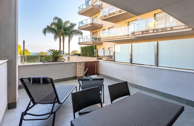 Ground floor with private terrace, pool and parking