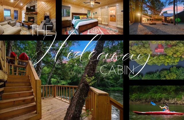 Hideaway ~ riverfront with pool, game room, hot tub and kayaks that sleeps 10