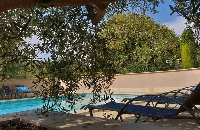 In Provence, lovely renovated farmhouse with swimming pool, wooded and flowered grounds