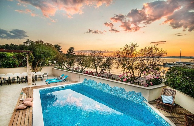 Large Traditional Stone Villa, Private Pool, Panoramic Sea Views on the Beach Front of Mirca !