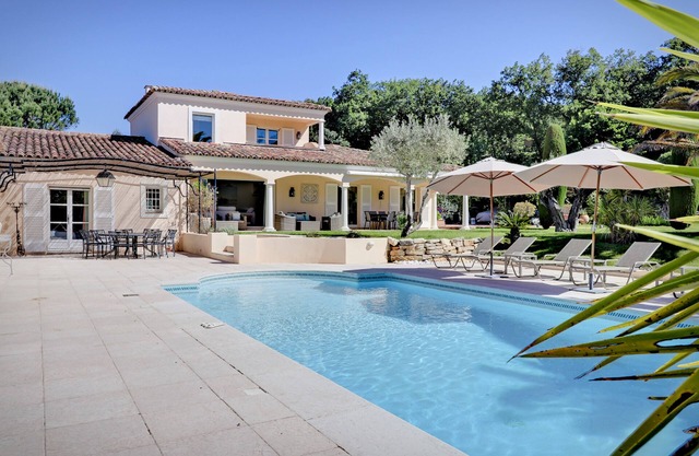 Large Villa with views up to the Village of Gassin. Close to St Tropez.