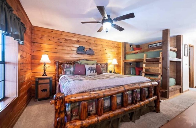Log Cabin + Fire Pit + Trails + Porch Swing